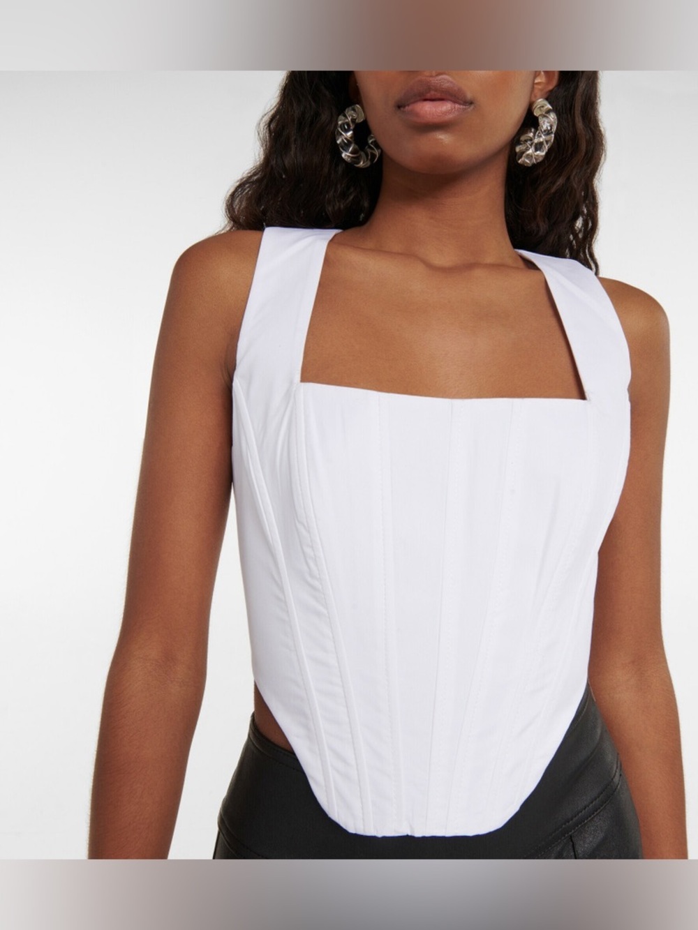 STAUD Alice White Corset Top